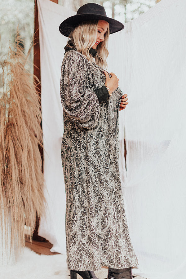 Bombshell Material Snake Print Duster in Forest-Beginning Fashion