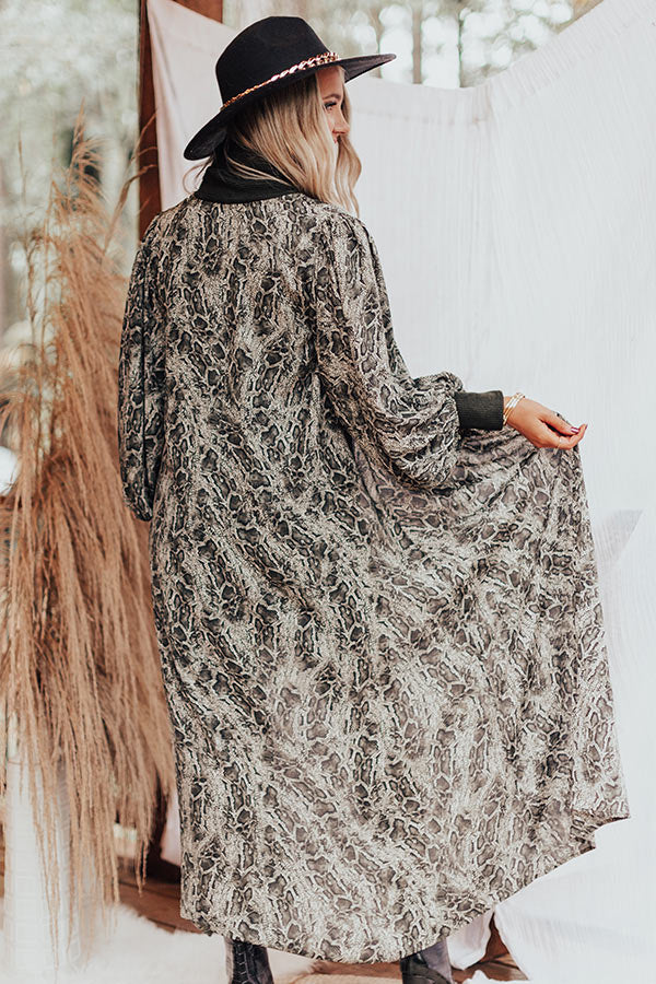 Bombshell Material Snake Print Duster in Forest-Beginning Fashion