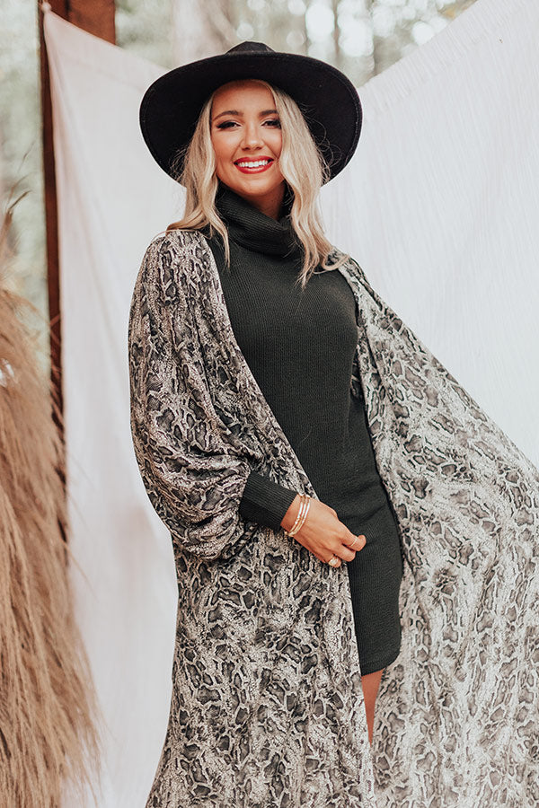 Bombshell Material Snake Print Duster in Forest-Beginning Fashion