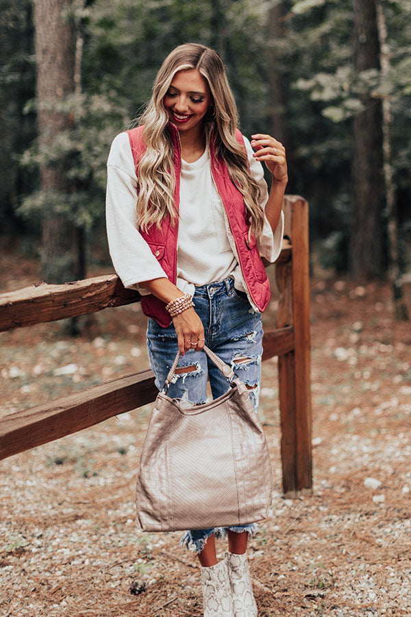 Blue Ridge Weekend Sherpa Lined Vest In Rose-Beginning Fashion