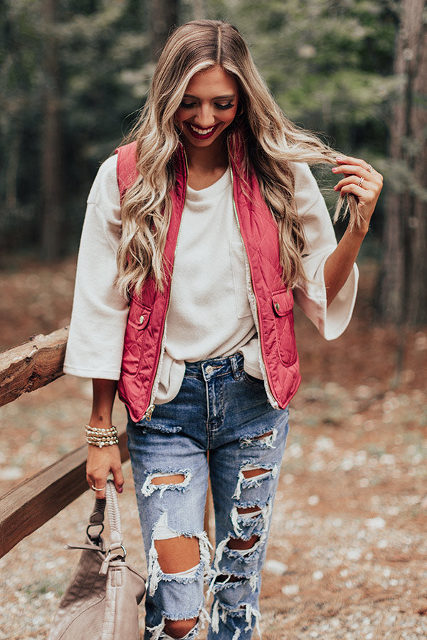 Blue Ridge Weekend Sherpa Lined Vest In Rose-Beginning Fashion