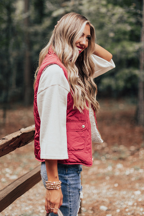 Blue Ridge Weekend Sherpa Lined Vest In Rose-Beginning Fashion