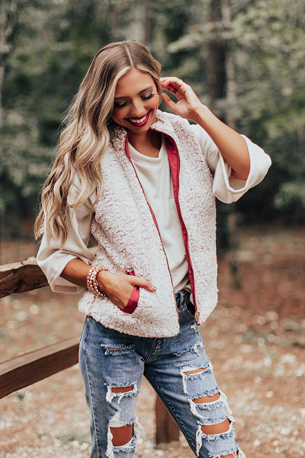 Blue Ridge Weekend Sherpa Lined Vest In Rose-Beginning Fashion