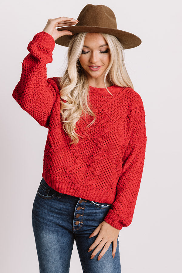 Cider Snuggles Knit Sweater In Red-Beginning Fashion