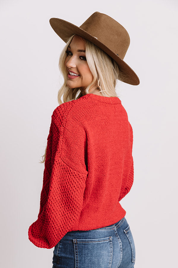 Cider Snuggles Knit Sweater In Red-Beginning Fashion
