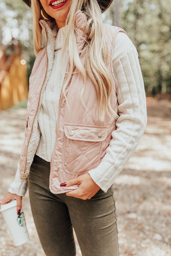 Blue Ridge Weekend Sherpa Lined Vest In Pink-Beginning Fashion
