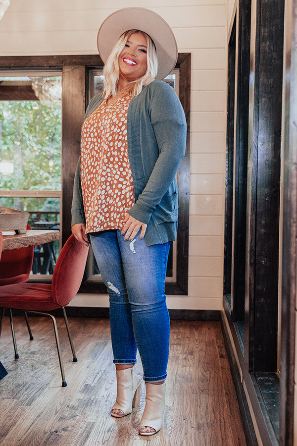 Cabin On The Lake Cardigan In Pear Curves-Beginning Fashion