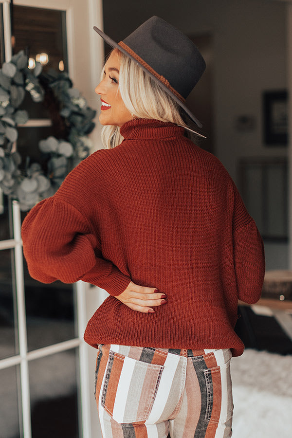 Berkshires Bound Knit Sweater In Dark Rust-Beginning Fashion