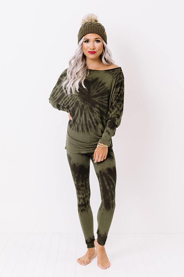 Cozy Factor Tie Dye Legging In Olive-Beginning Fashion