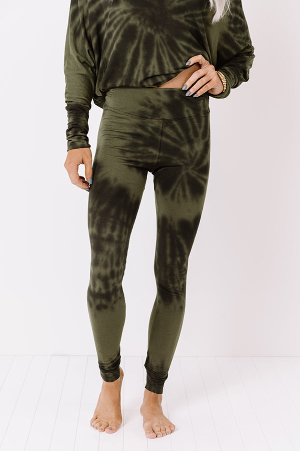 Cozy Factor Tie Dye Legging In Olive-Beginning Fashion