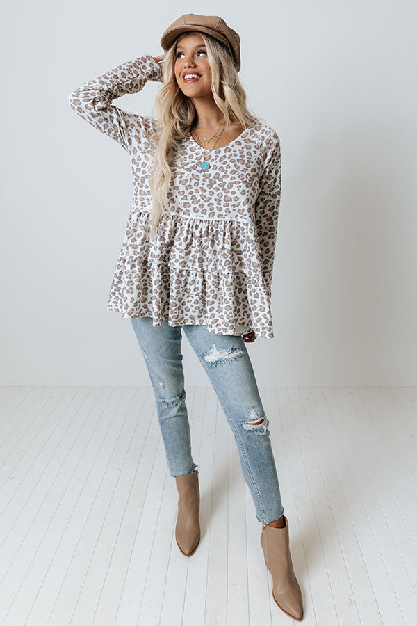 Cappuccino Cutie Leopard Shift Top in White-Beginning Fashion