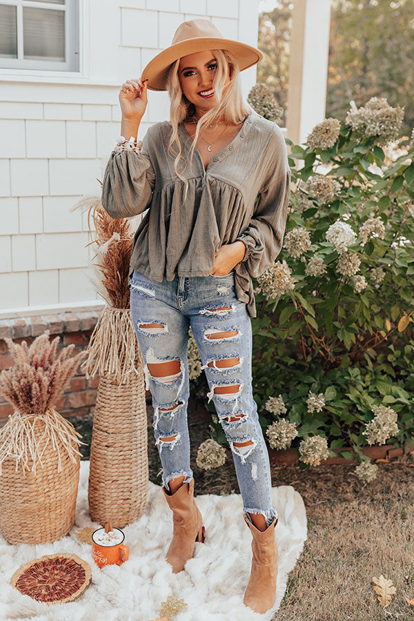 Better In Boulder Babydoll Top In Sage-Beginning Fashion