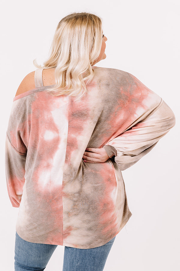 Evening Chill Tie Dye Sweater In Pink   Curves-Beginning Fashion