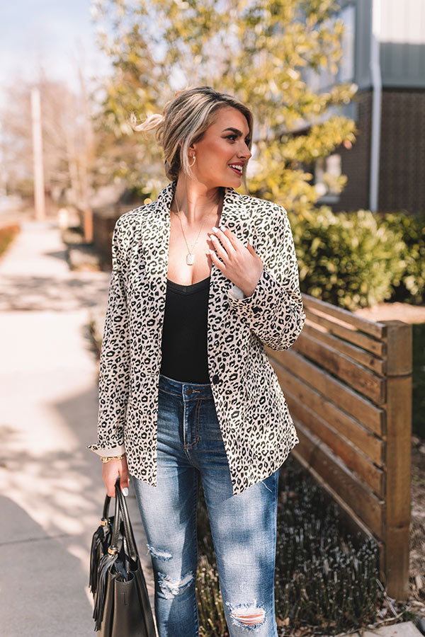 Extra Mile Leopard Blazer In Ivory-Beginning Fashion