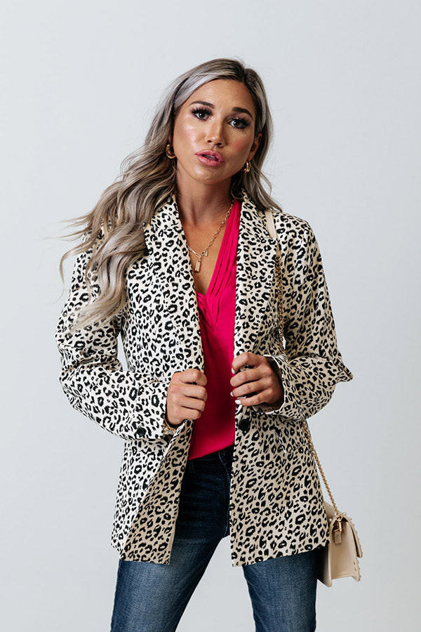 Extra Mile Leopard Blazer In Ivory-Beginning Fashion