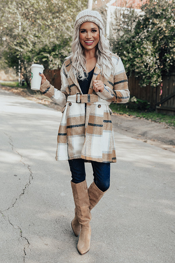 Boarding Pass Plaid Coat-Beginning Fashion