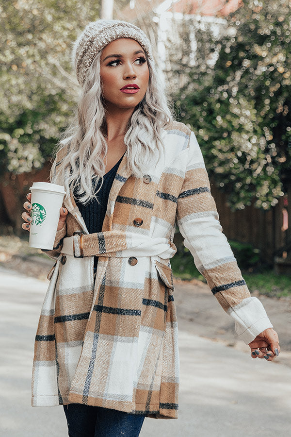 Boarding Pass Plaid Coat-Beginning Fashion