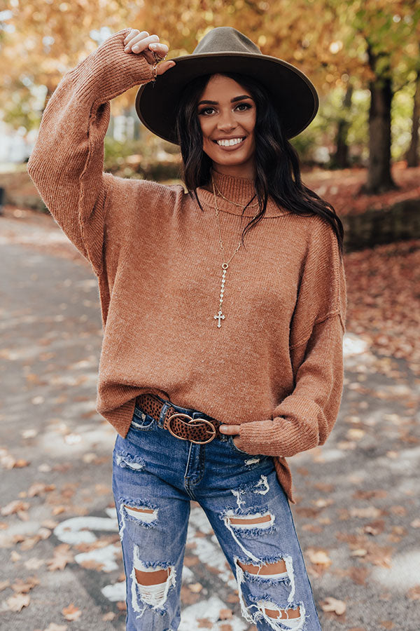 Harvard Charm Shift Sweater In Camel-Beginning Fashion