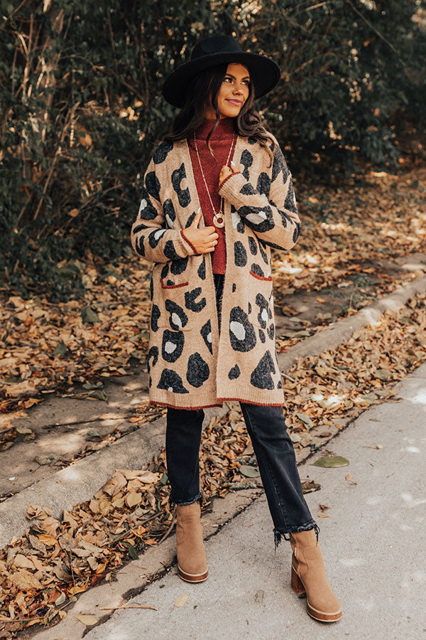 Early Bird Leopard Cardigan In Mocha-Beginning Fashion