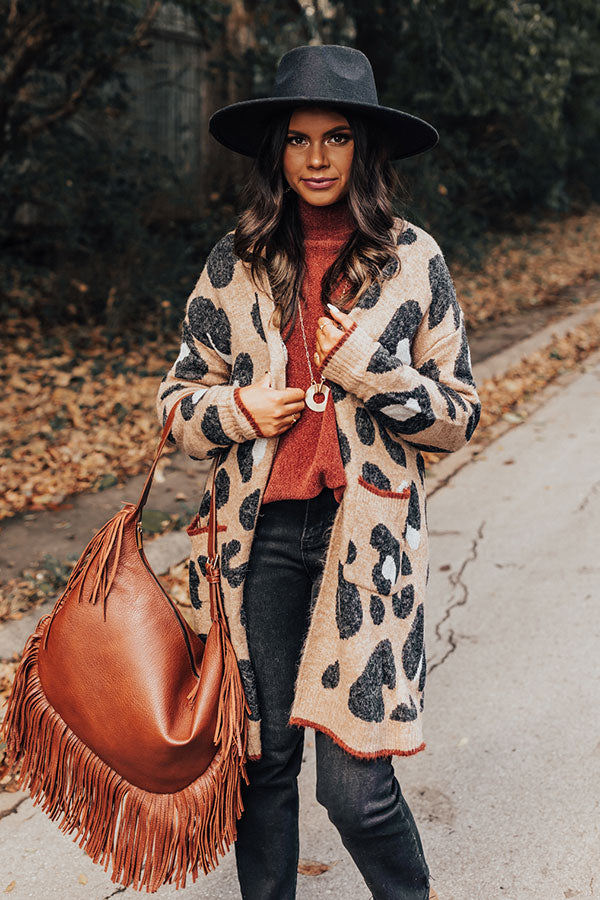 Early Bird Leopard Cardigan In Mocha-Beginning Fashion