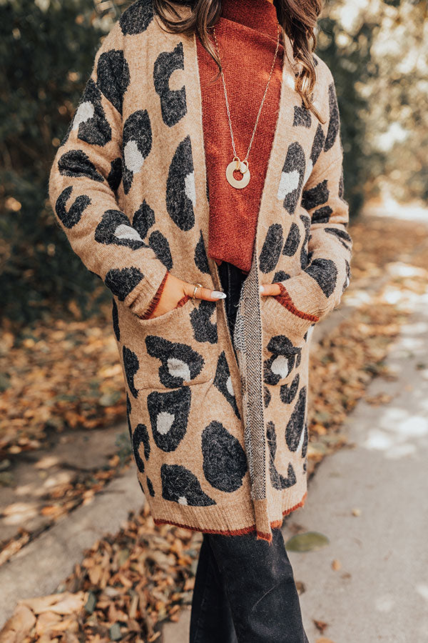 Early Bird Leopard Cardigan In Mocha-Beginning Fashion