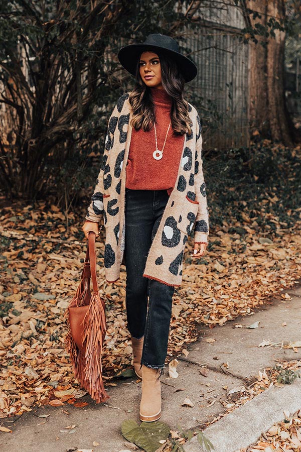 Early Bird Leopard Cardigan In Mocha-Beginning Fashion