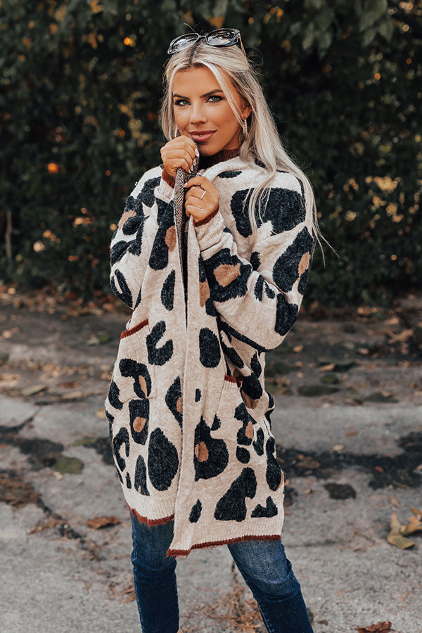Early Bird Leopard Cardigan In Light Iced Latte-Beginning Fashion