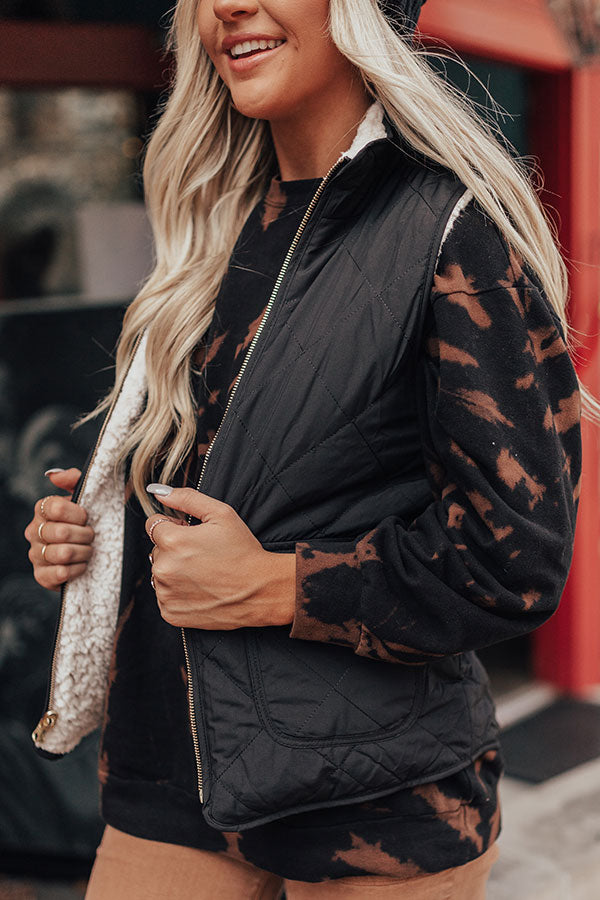 Blue Ridge Weekend Sherpa Lined Vest In Black-Beginning Fashion