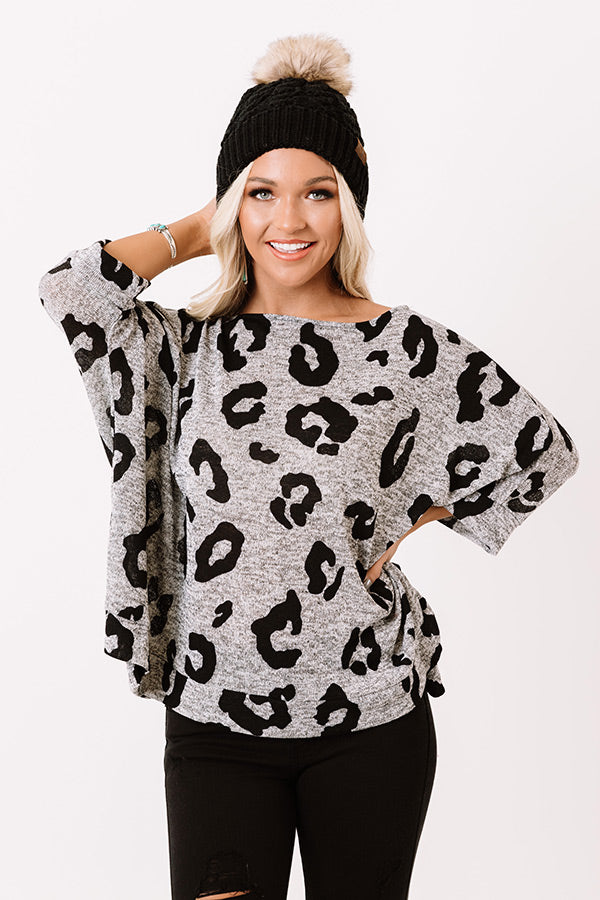 Big Dreams Leopard Shift Top In Grey-Beginning Fashion
