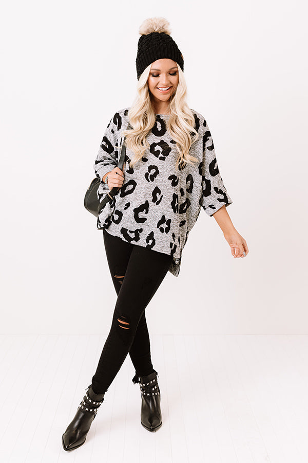 Big Dreams Leopard Shift Top In Grey-Beginning Fashion