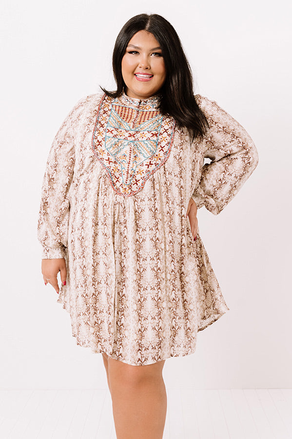 Heiress Vibes Embroidered Shift Dress   Curves-Beginning Fashion
