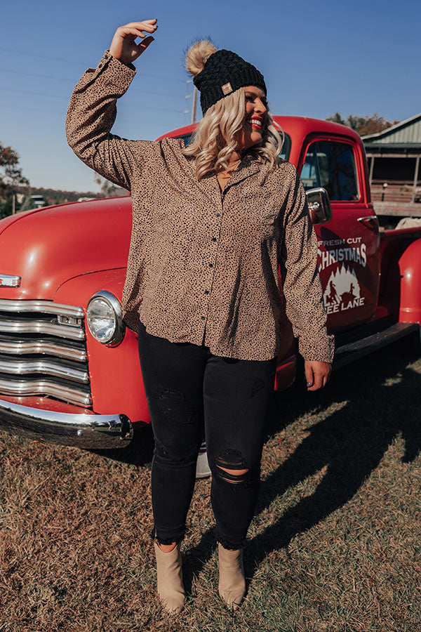 Blind Date Button Up Top    Curves-Beginning Fashion