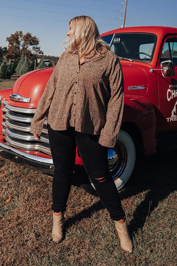 Blind Date Button Up Top    Curves-Beginning Fashion