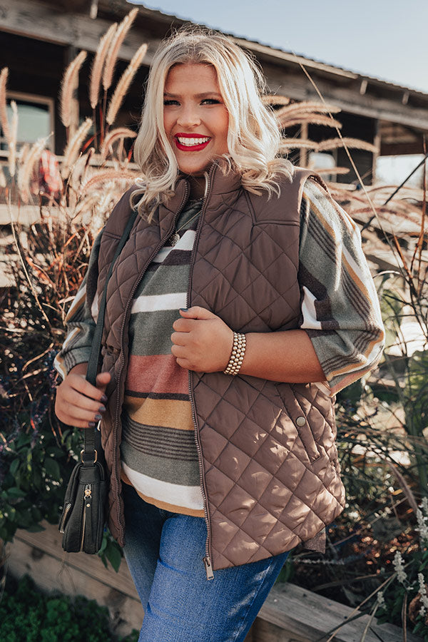 Big Bear Lake Quilted Vest in Mocha Curves-Beginning Fashion