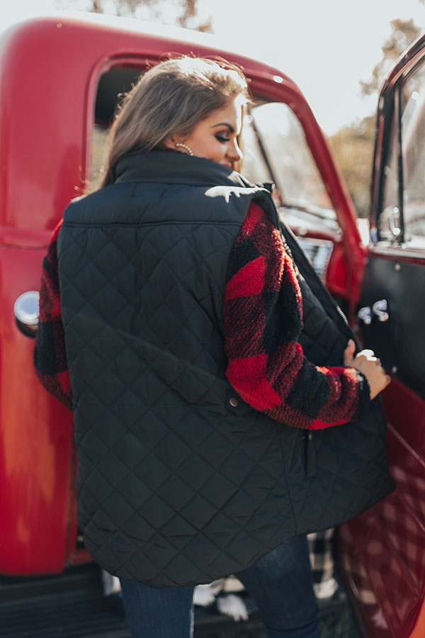 Big Bear Lake Quilted Vest in Black-Beginning Fashion