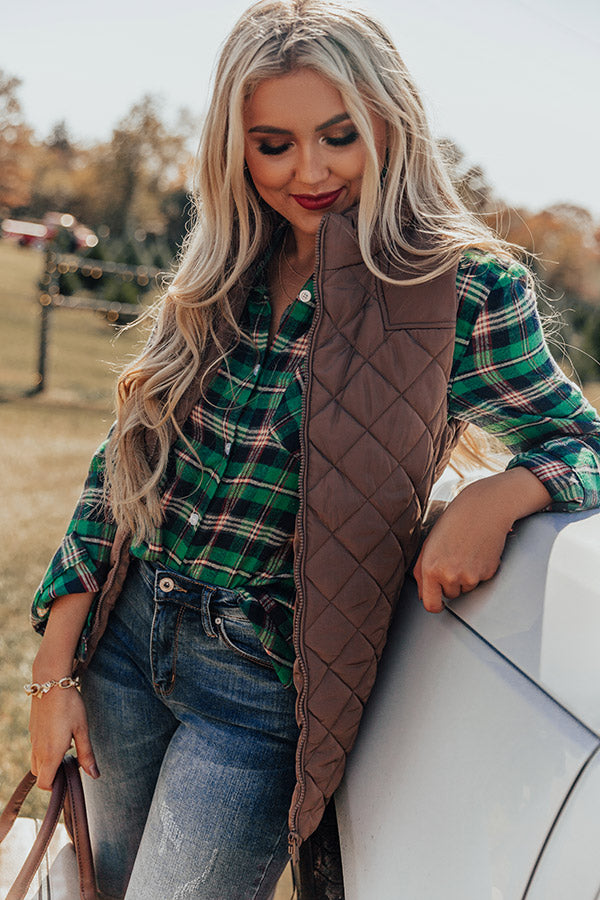 Big Bear Lake Quilted Vest in Mocha-Beginning Fashion