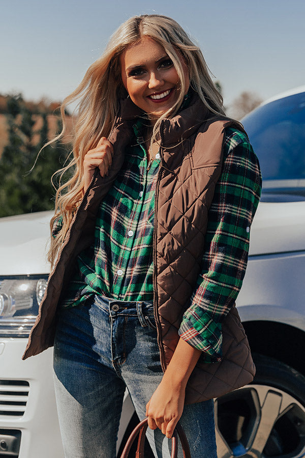 Big Bear Lake Quilted Vest in Mocha-Beginning Fashion