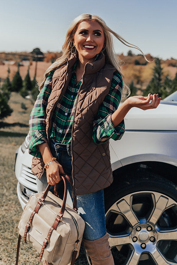 Big Bear Lake Quilted Vest in Mocha-Beginning Fashion