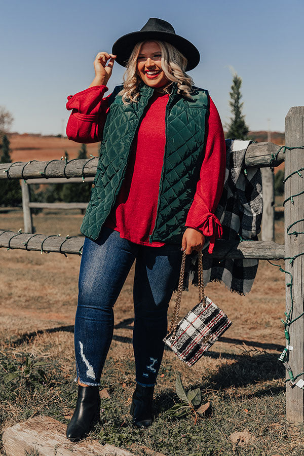 Big Bear Lake Quilted Vest in Hunter Green   Curves-Beginning Fashion