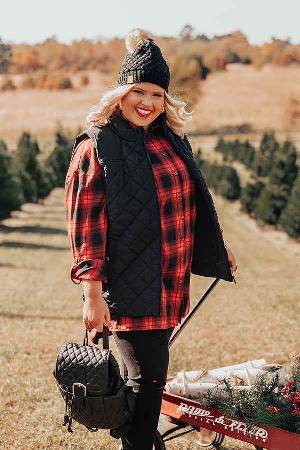 Big Bear Lake Quilted Vest in Black Curves-Beginning Fashion