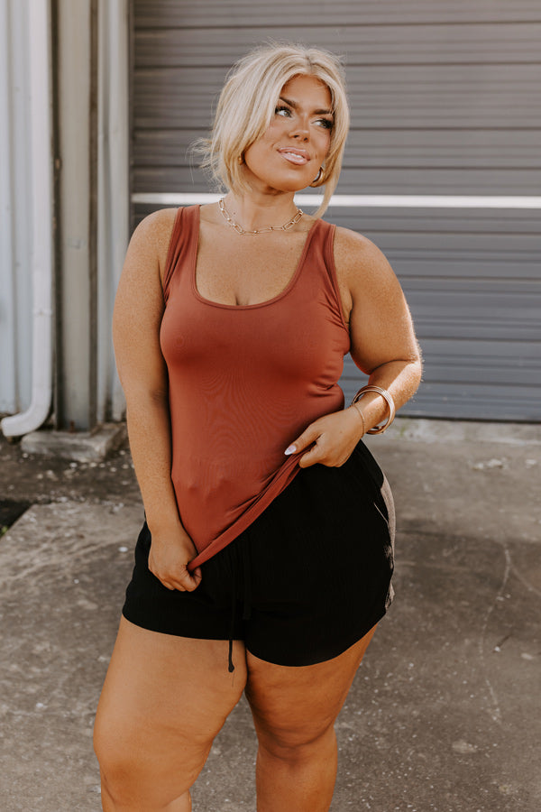 Basic Instincts Seamless Tank In Dark Rust Curves-Beginning Fashion