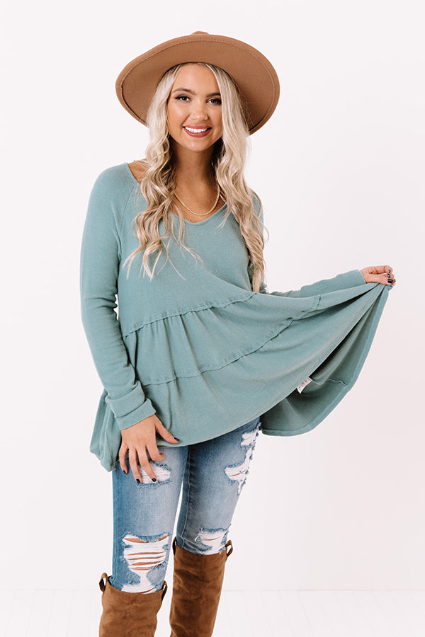 Hey Day Shift Top In Light Teal-Beginning Fashion