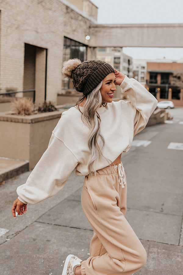 Extra Miles Sweatshirt In Light Beige-Beginning Fashion