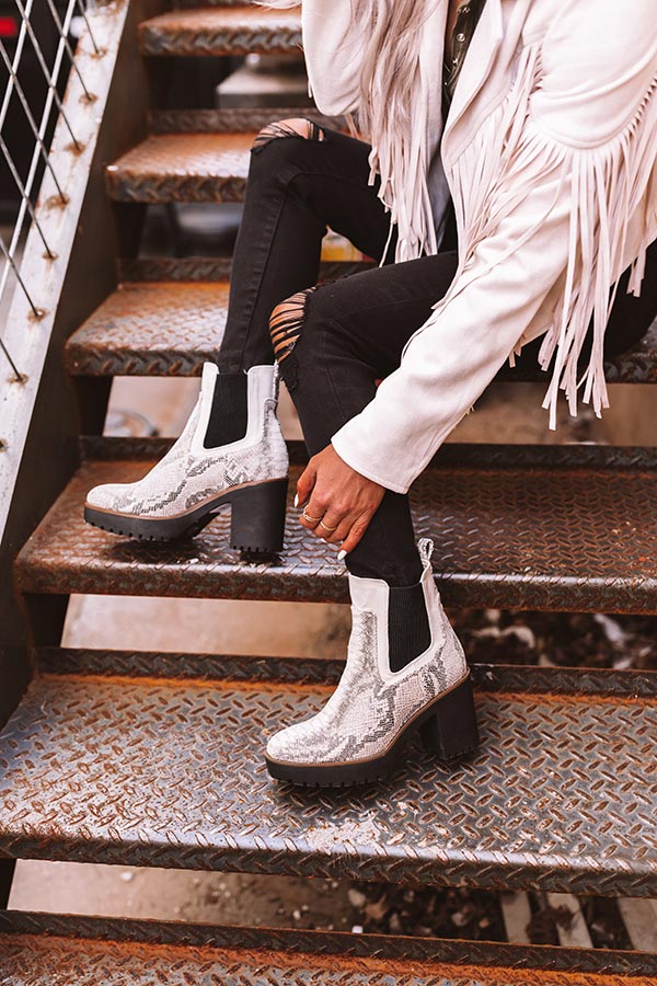 Good Day Snake Print Boot in Birch-Beginning Fashion