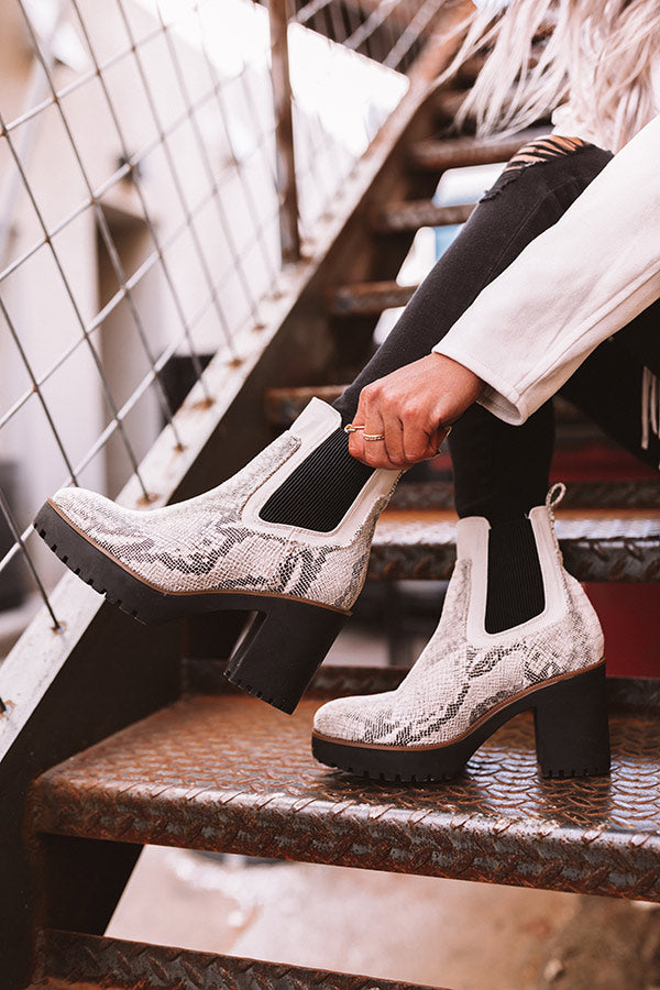Good Day Snake Print Boot in Birch-Beginning Fashion