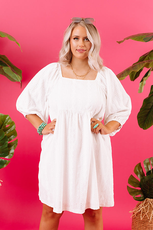Flawless Touch Babydoll Dress in White Curves-Beginning Fashion