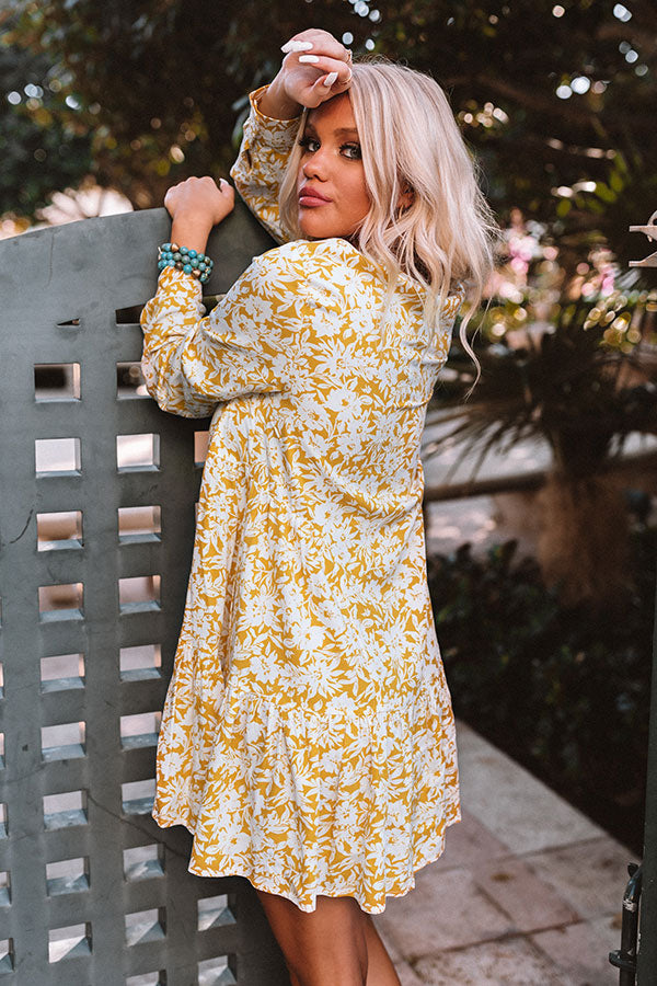 Fresh Friendship Floral Shift Dress in Golden Honey-Beginning Fashion