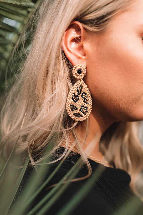 Baja Bombshell Beaded Earrings In Iced Latte-Beginning Fashion