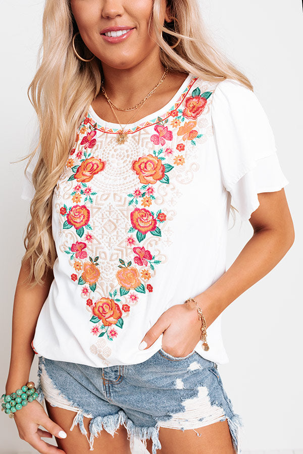 Beach Appeal Embroidered Shift Top-Beginning Fashion