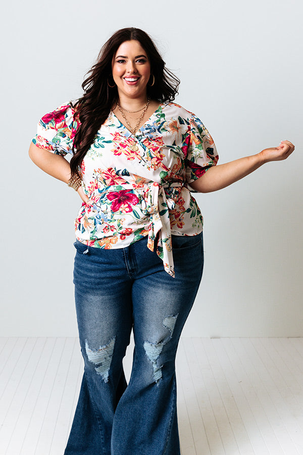 Bayside Brunch Wrap Top  Curves-Beginning Fashion